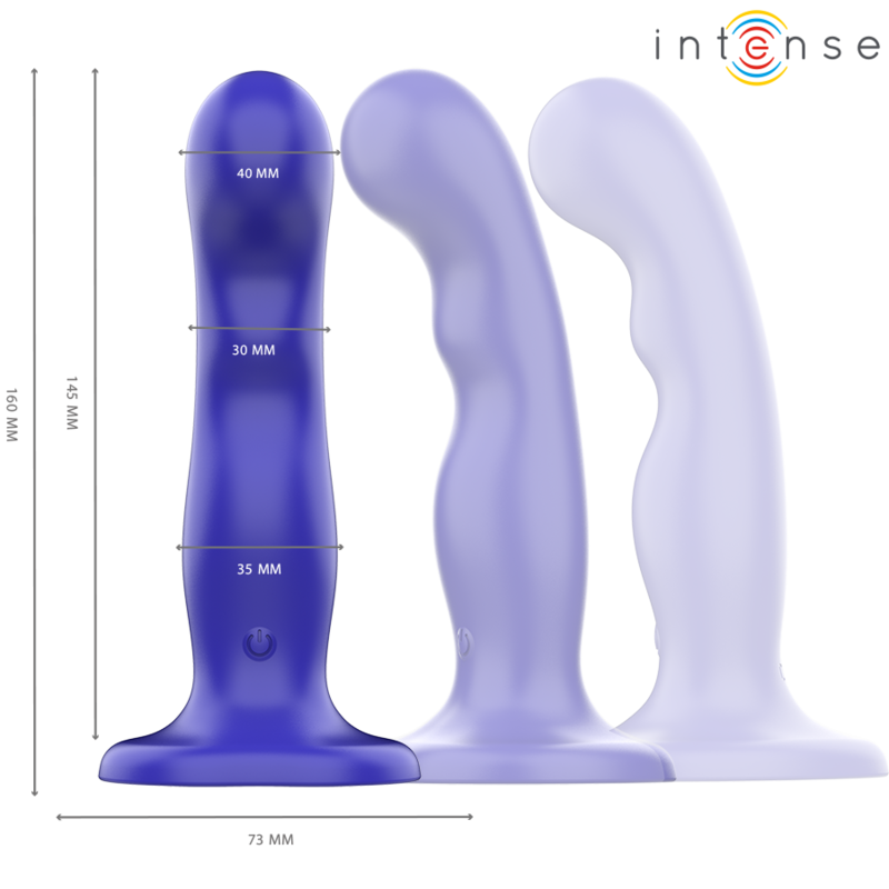 INTENSE - Shorty Vibrator med sugekopp Blå med fjernkontroll