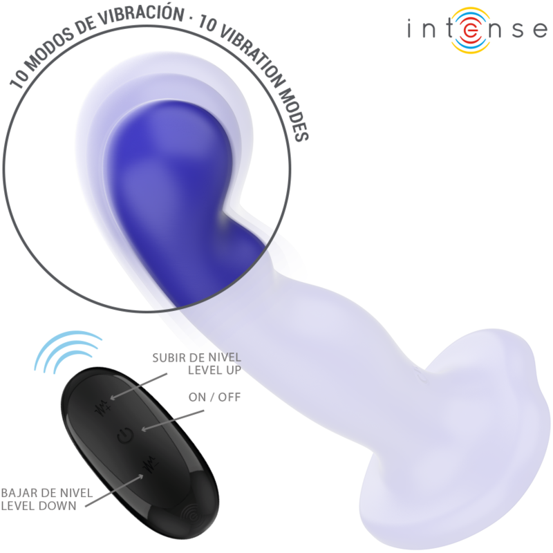 INTENSE - Shorty Vibrator med sugekopp Blå med fjernkontroll