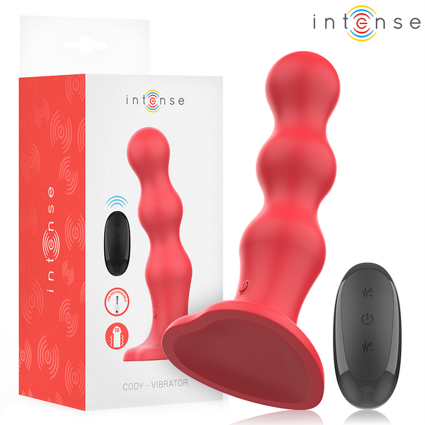INTENSE - Cody Vibrator med sugekopp Rød med fjernkontroll