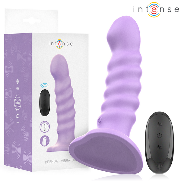 INTENSE - Brenda Vibrator str. M med spiraldesign 10 vibrasjoner Lilla med fjernkontroll