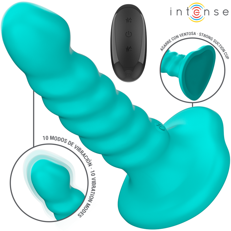 INTENSE - Buffy Vibrator Størrelse S Spiraldesign 10 vibrasjoner Blå Fjernkontroll
