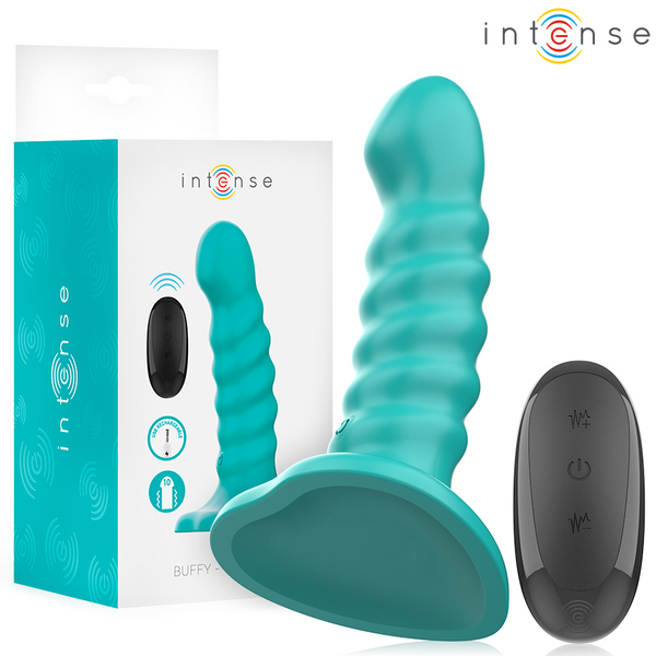 INTENSE - Buffy Vibrator Størrelse S Spiraldesign 10 vibrasjoner Blå Fjernkontroll