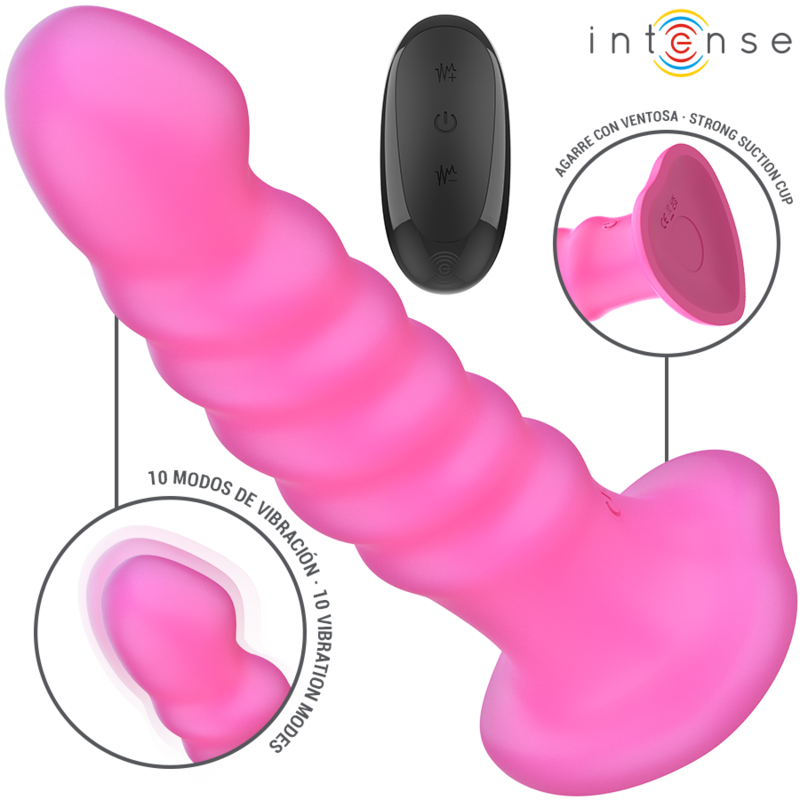 INTENSE - Cindy Vibrator Størrelse L Spiraldesign 10 vibrasjoner Rosa Fjernkontroll
