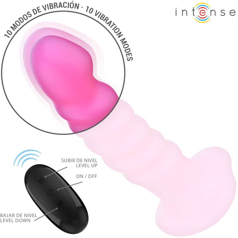 INTENSE - Cindy Vibrator Størrelse L Spiraldesign 10 vibrasjoner Rosa Fjernkontroll