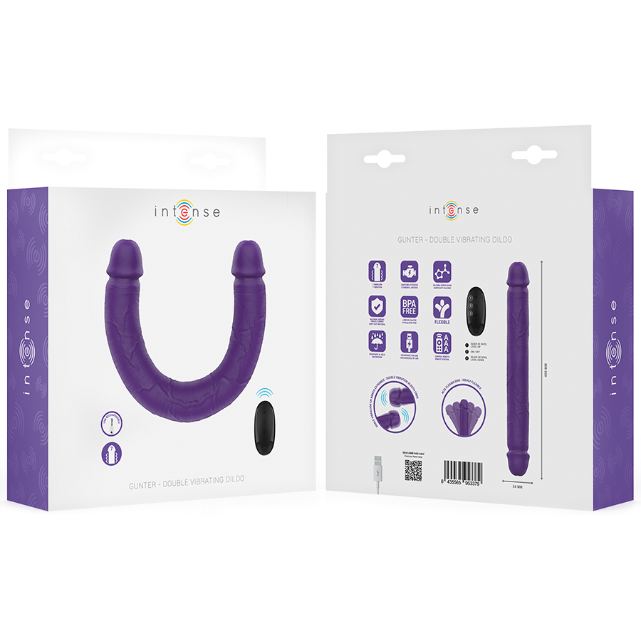 INTENSE - Gunter Dobbel Vibrator-Dildo 40 cm Lilla med Fjernkontroll