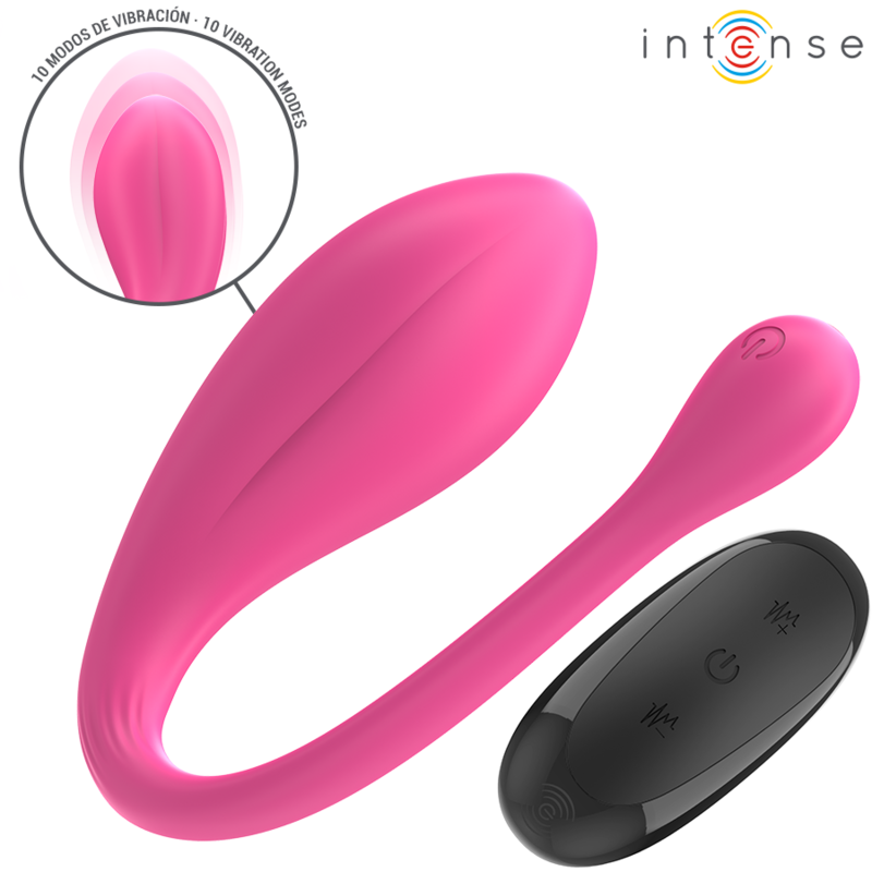 INTENSE - Janice U-formet dobbeltvibrator 10 vibrasjoner Rosa med fjernkontroll