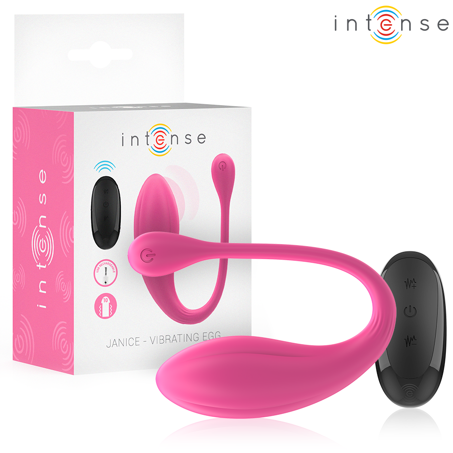 INTENSE - Janice U-formet dobbeltvibrator 10 vibrasjoner Rosa med fjernkontroll