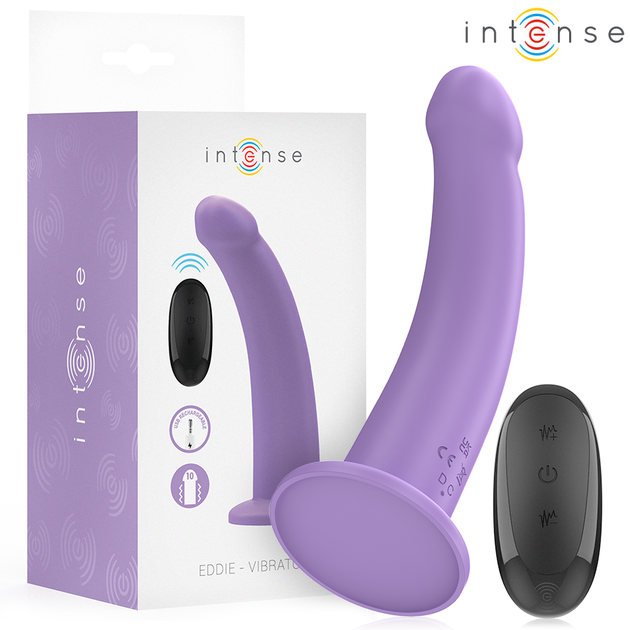 INTENSE - Eddie Vibrator 17,5 cm 10 vibrasjoner Lilla med fjernkontroll