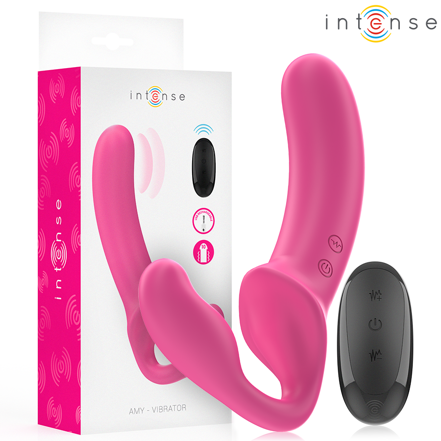 INTENSE - Amy Dobbeltvibrator 20 cm Rosa med fjernkontroll