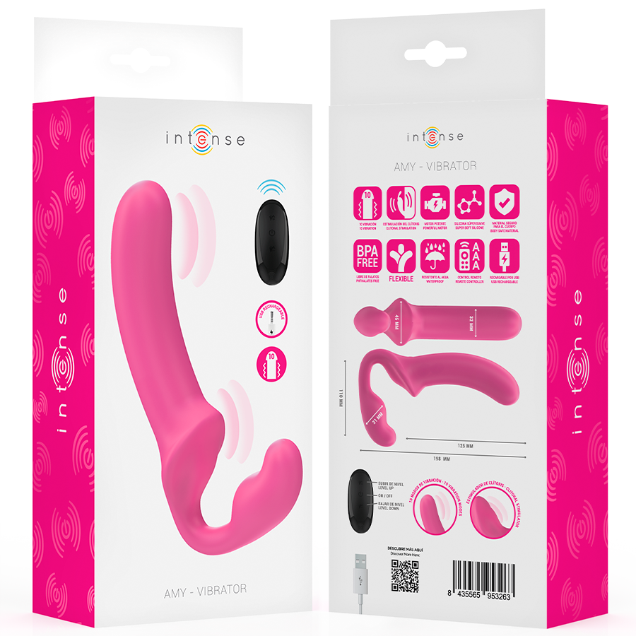 INTENSE - Amy Dobbeltvibrator 20 cm Rosa med fjernkontroll