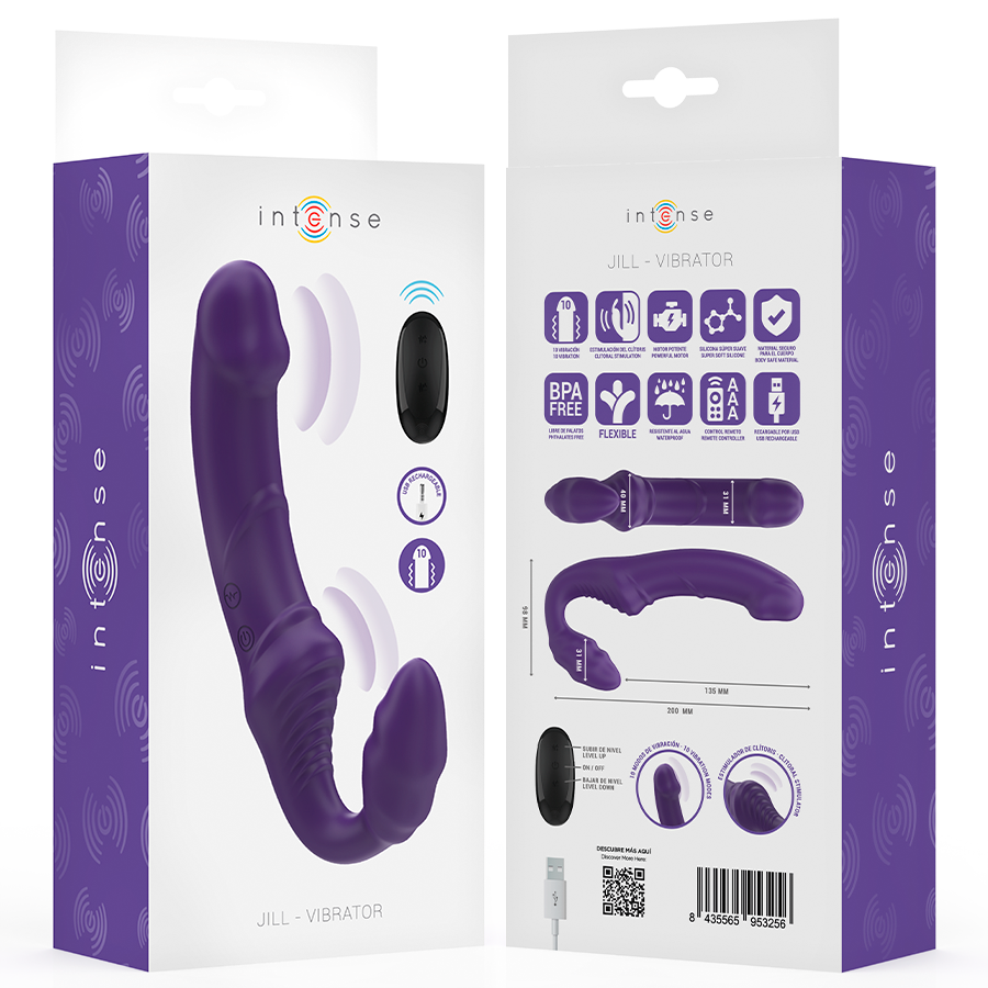 INTENSE - Jill Dobbeltvibrator 20 cm Lilla med fjernkontroll