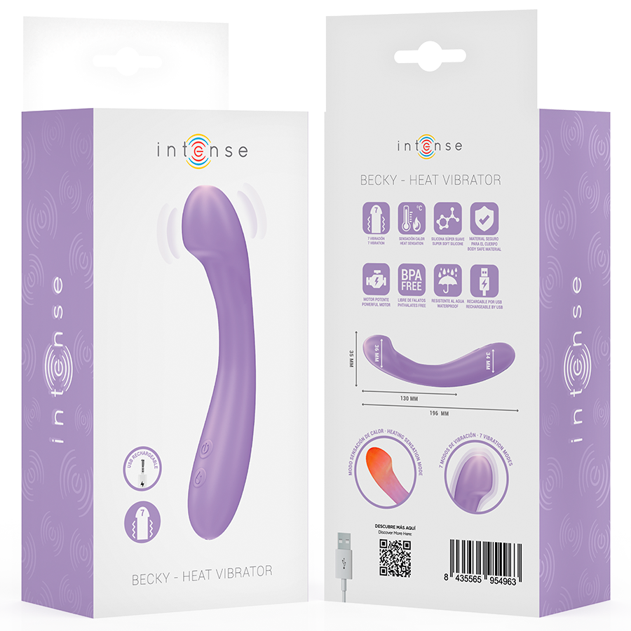 INTENSE - Becky Vibrator 19 cm med varme 7 vibrasjoner