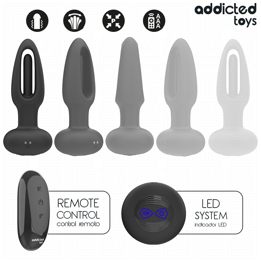 ADDICTED TOYS - Analplugg med Vibrerende Tunge og Fjernkontroll