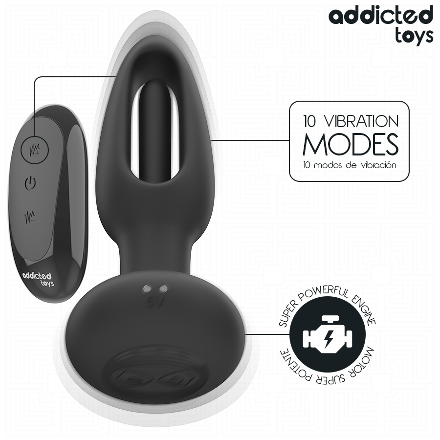 ADDICTED TOYS - Analplugg med Vibrerende Tunge og Fjernkontroll