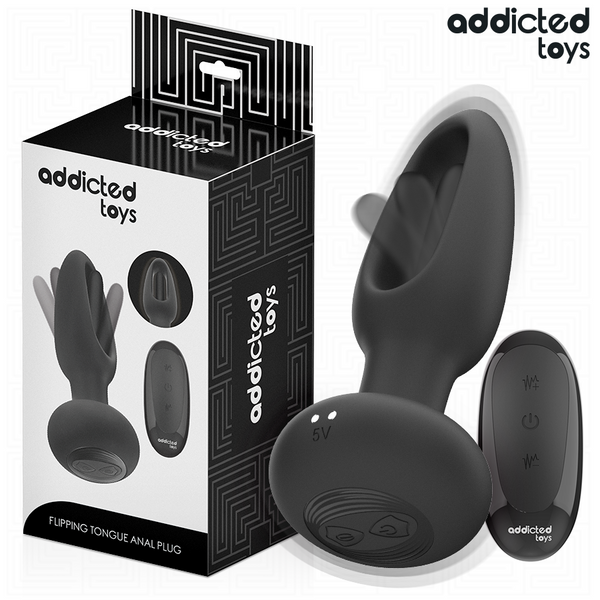 ADDICTED TOYS - Analplugg med Vibrerende Tunge og Fjernkontroll
