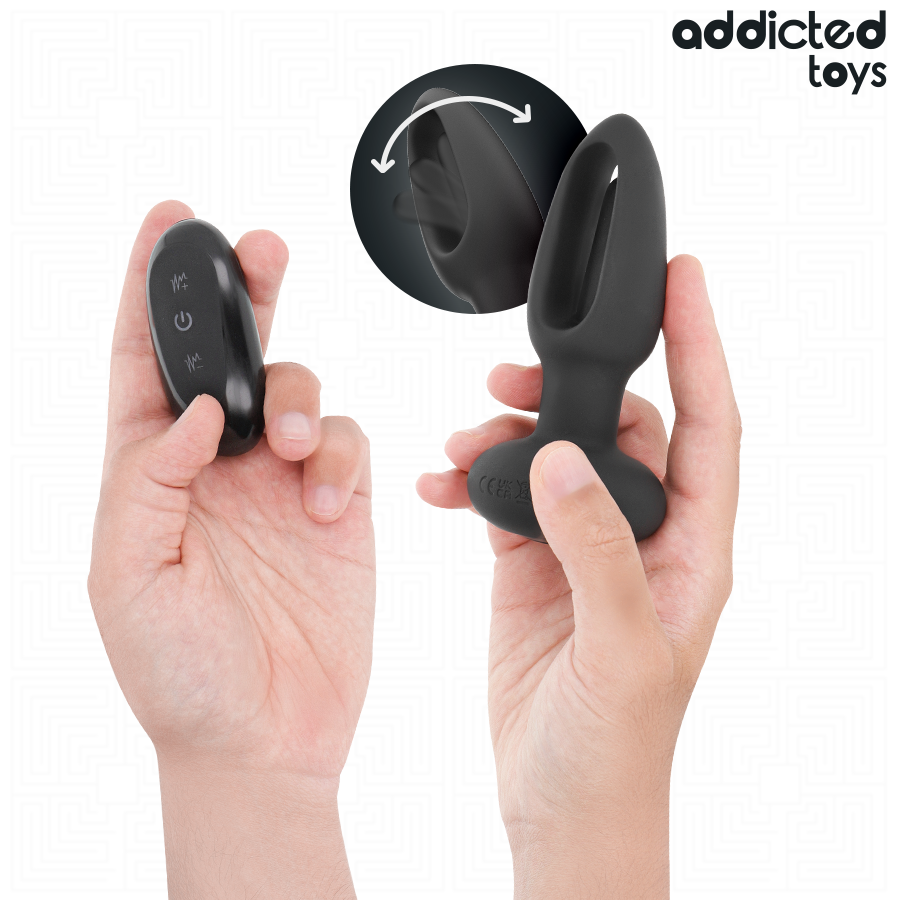 ADDICTED TOYS - Analplugg med Vibrerende Tunge og Fjernkontroll