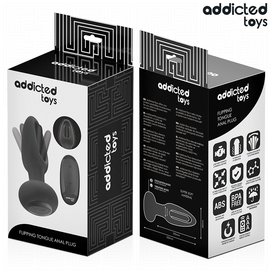 ADDICTED TOYS - Analplugg med Vibrerende Tunge og Fjernkontroll