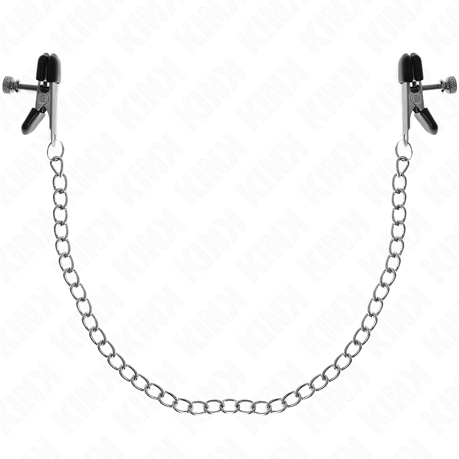 KINK - Brystvorteklemmer med Flat Kjede Sølv 34 cm