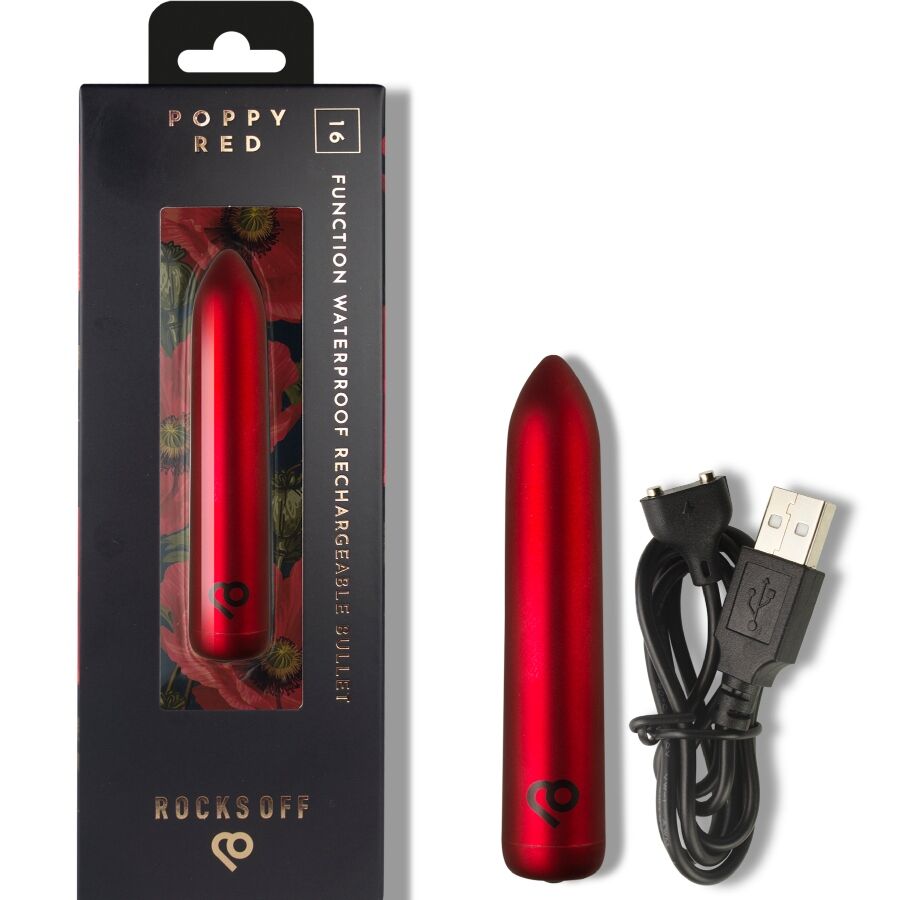 ROCKS-OFF - Oppladbar vibrerende kule Poppy Red