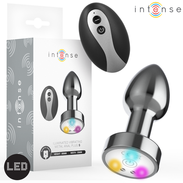 INTENSE - Vibrerende Metall Analplugg med LED-lys og Fjernkontroll S
