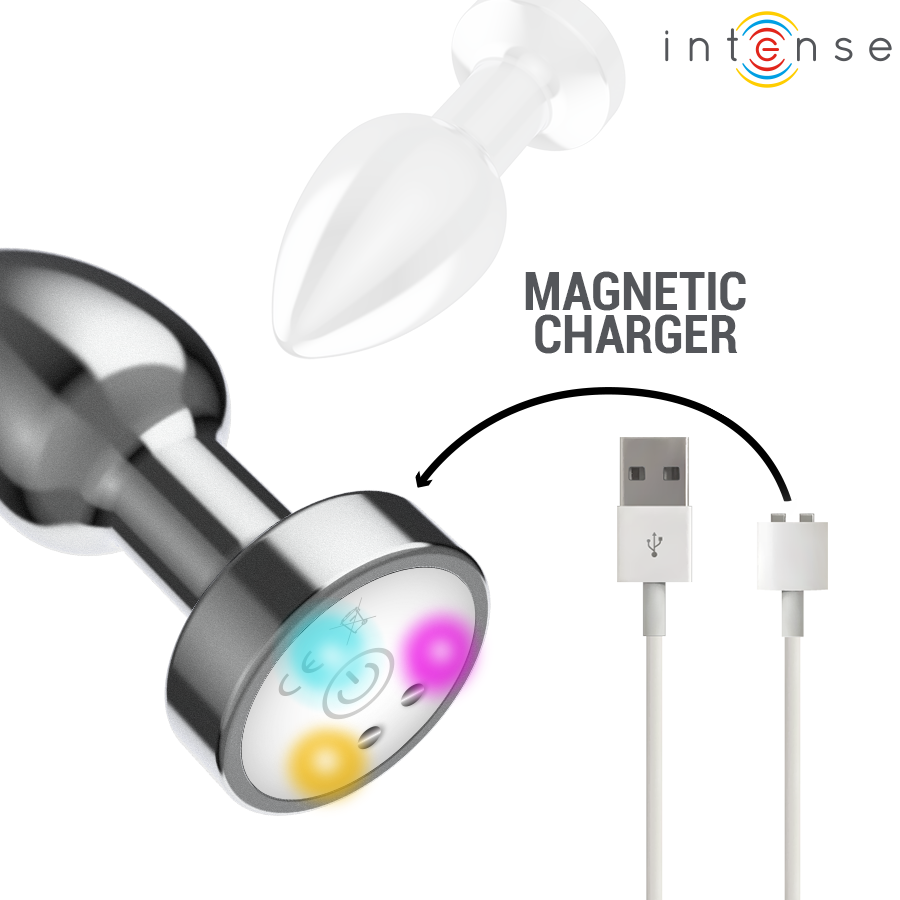 INTENSE - Vibrerende Metall Analplugg med LED-lys og Fjernkontroll S