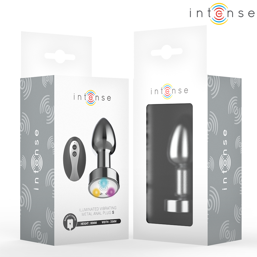 INTENSE - Vibrerende Metall Analplugg med LED-lys og Fjernkontroll S