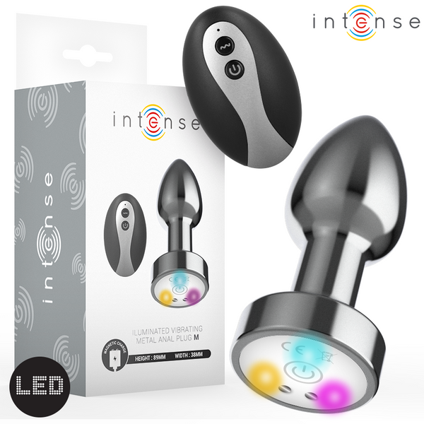 INTENSE - Vibrerende Metall Analplugg med LED-lys og Fjernkontroll M