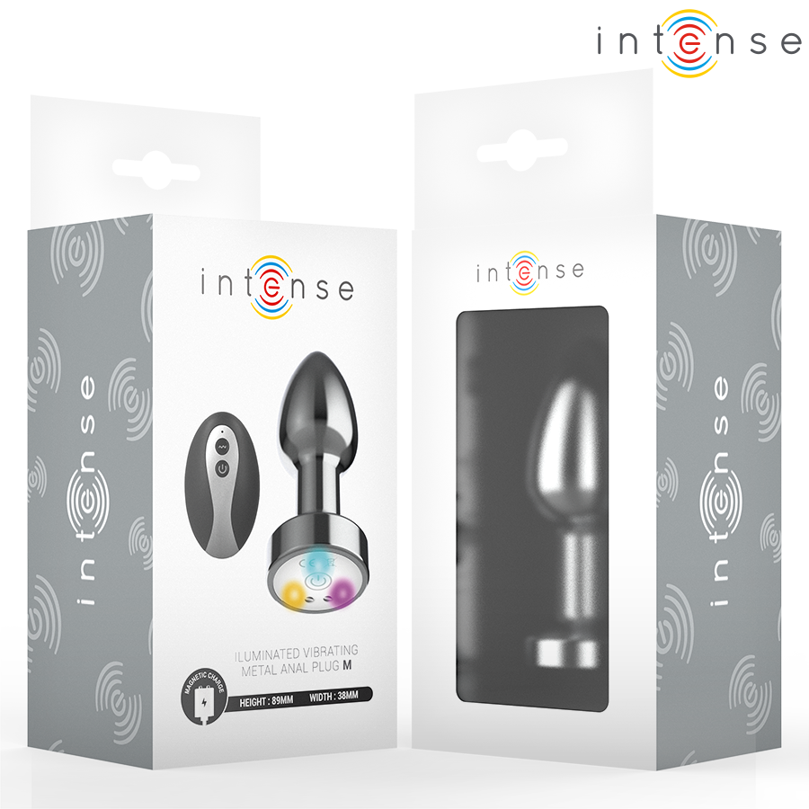 INTENSE - Vibrerende Metall Analplugg med LED-lys og Fjernkontroll M