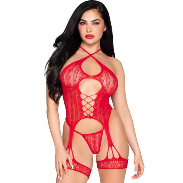 LEG AVENUE - Blonde-body med hofteholder & string