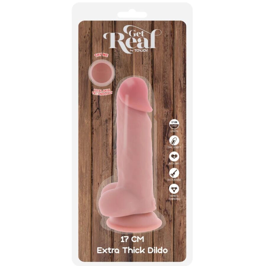 GET REAL - Deluxe Realistisk Dildo med Baller Ekstra Tykk 17 cm