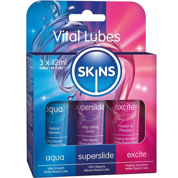 SKINS - Vital Glidemiddel-sett Aqua, Superslide & Excite 3 x 12 ml