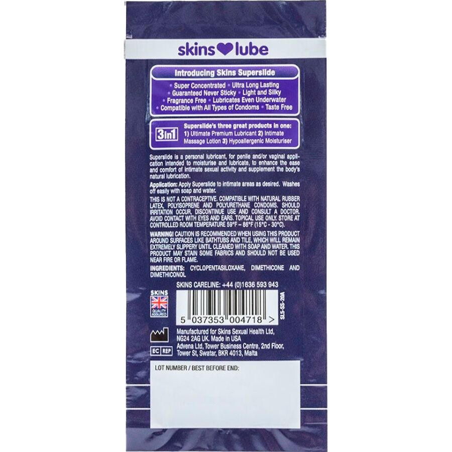SKINS - Superslide Silikonbasert Glidemiddel Endose 5 ml