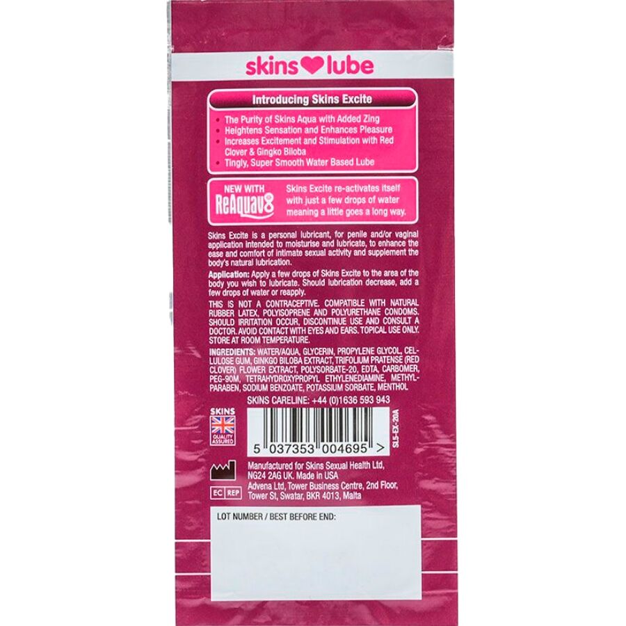 SKINS - Excite Vannbasert Glidemiddel Endose 5 ml