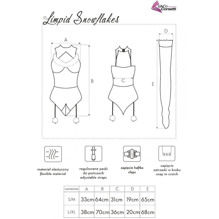 LIVCO CORSETTI FASHION - Limpid Snowflakes Body, Strømper og Julehårbånd