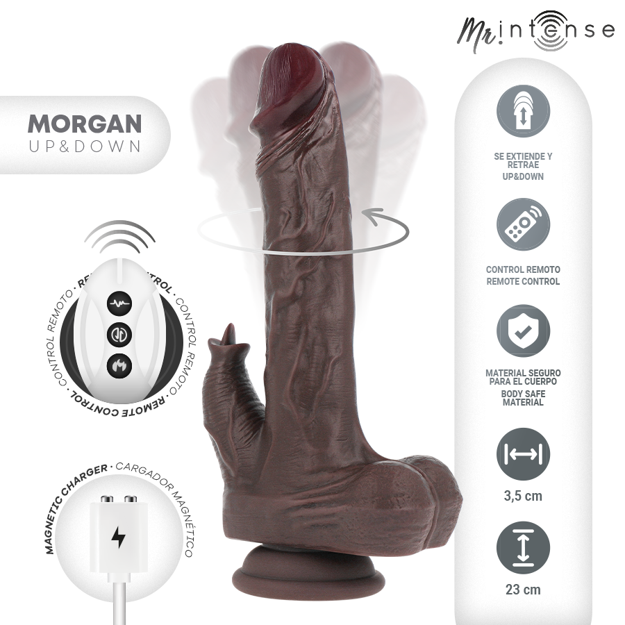 Mr Intense - Morgan Realistisk Vibrator med Støtefunksjon og Fjernkontroll 23 cm