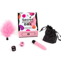 SECRET PLAY - Pleasures Box for Par: Terninger + Vibrerende Egg + Fjærpisk