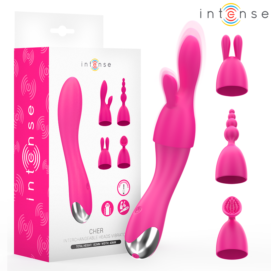 INTENSE - Cher Vibrator med 20 mønstre og utskiftbare hoder