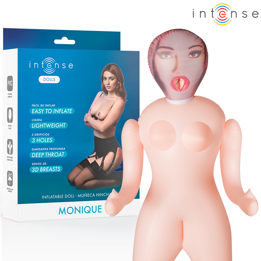 INTENSE DOLLS - Monique Oppblåsbar sexdukke med tre åpninger