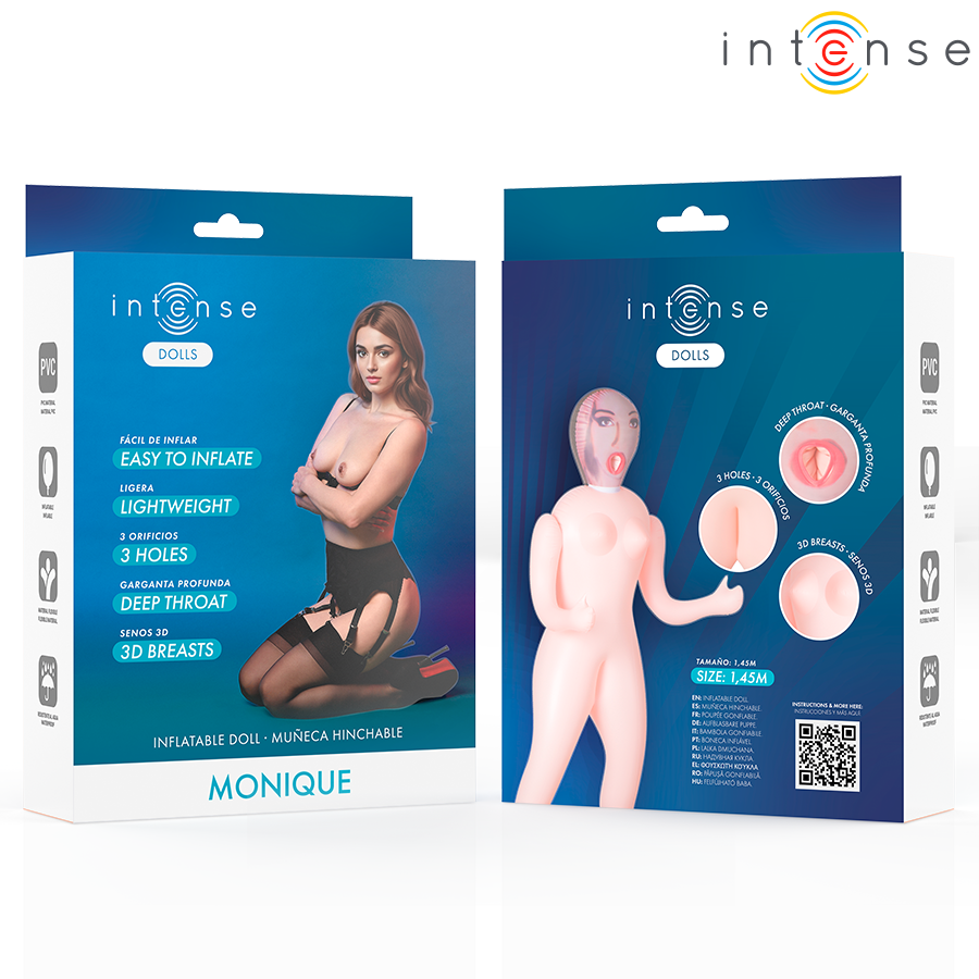 INTENSE DOLLS - Monique Oppblåsbar sexdukke med tre åpninger