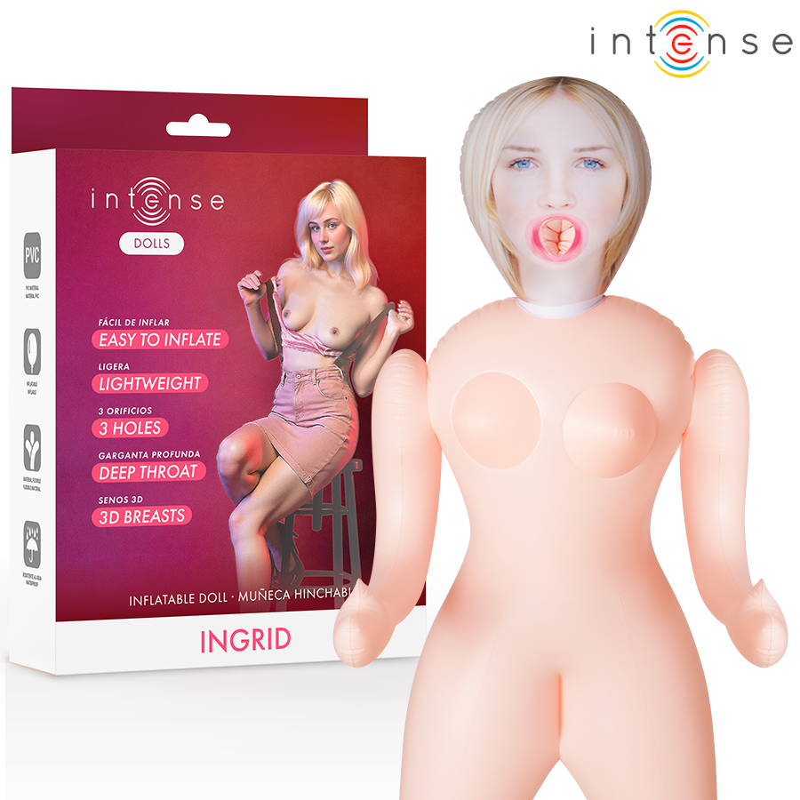 INTENSE DOLLS - Ingrid Oppblåsbar sexdukke med tre åpninger