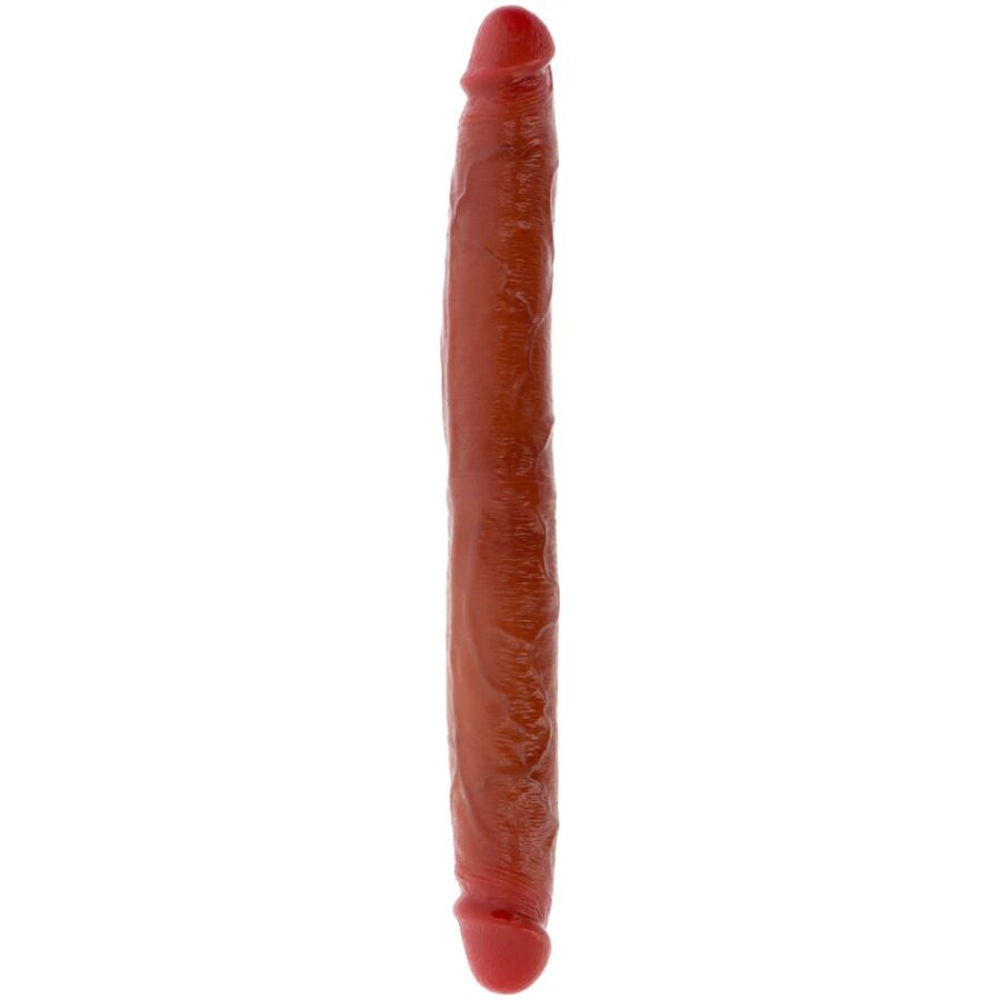 GET REAL - Dobbeldildo Silikon med Forhud Karamell 35 cm