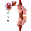 GET REAL - Dobbeldildo Silikon med Forhud Karamell 35 cm