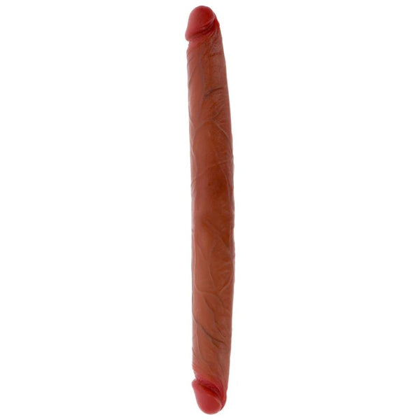 GET REAL - Dobbeldildo Silikon med Forhud Karamell 40 cm