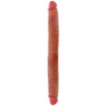 GET REAL - Dobbeldildo Silikon med Forhud Karamell 46 cm