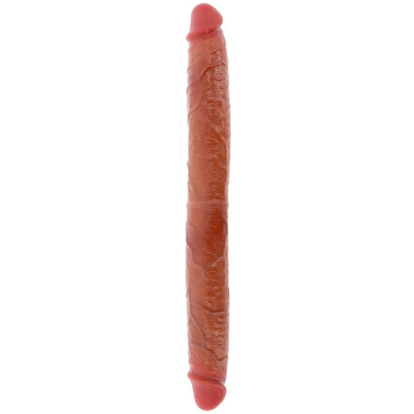 GET REAL - Dobbeldildo Silikon med Forhud Karamell 46 cm