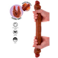 GET REAL - Dobbeldildo Silikon med Forhud Karamell 46 cm