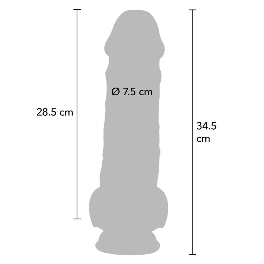 GET REAL - Deluxe Realistisk Dildo med Baller Ekstra Tykk 34,5 cm