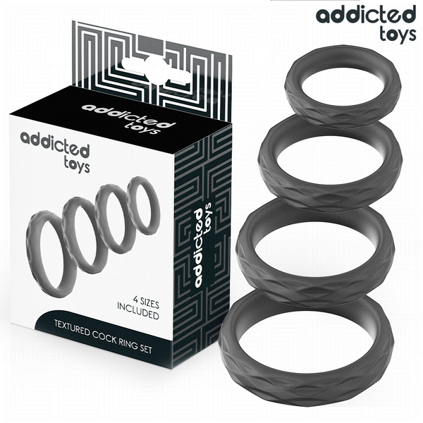 ADDICTED TOYS - Teksturert Penisringsett 4 Størrelser