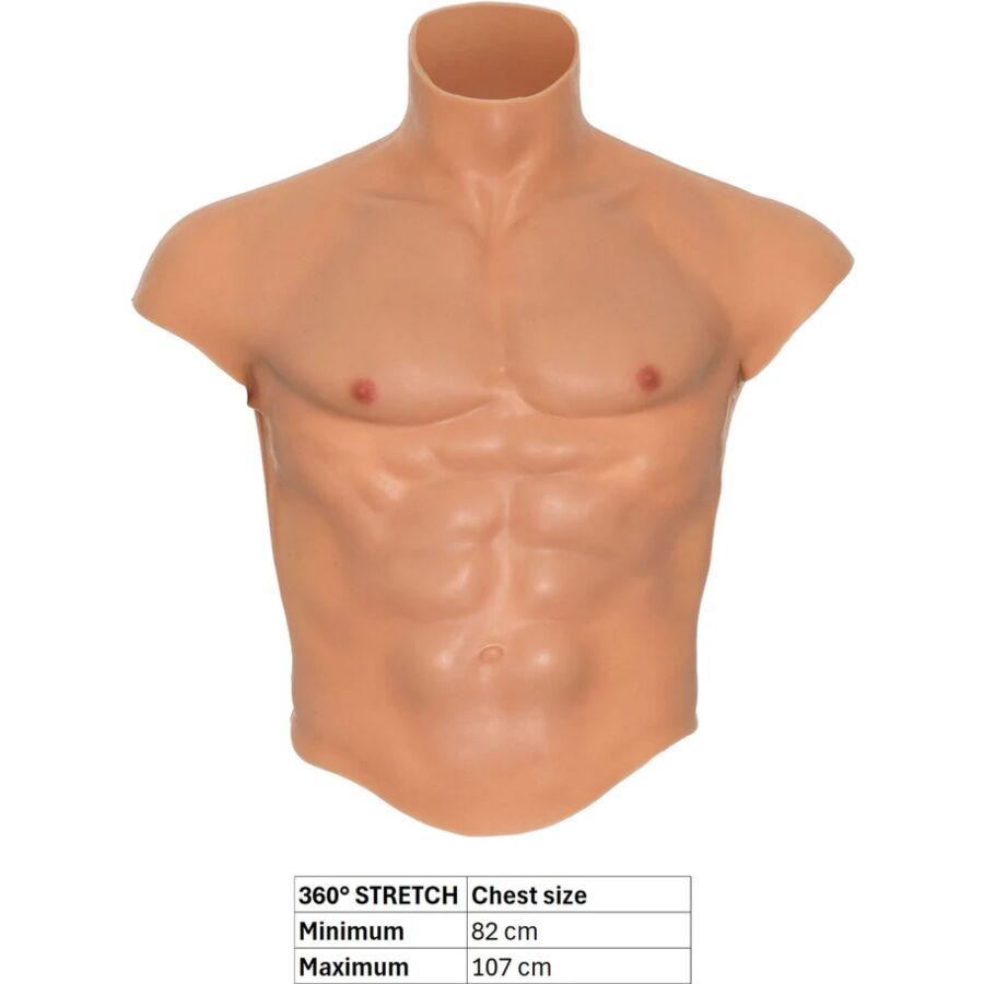 HIDDEN DESIRE - Alter Ego Silikon torso-skjorte med magemuskler Flesh