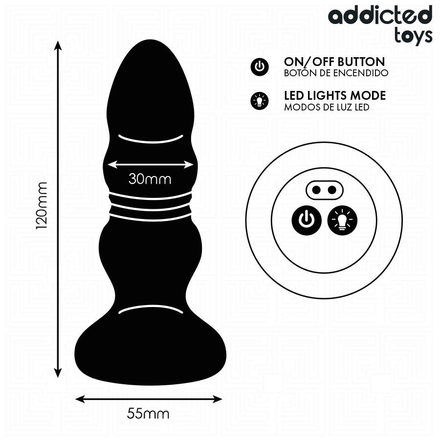 ADDICTED TOYS - Støtende Vibrerende Analplugg med LED og Fjernkontroll